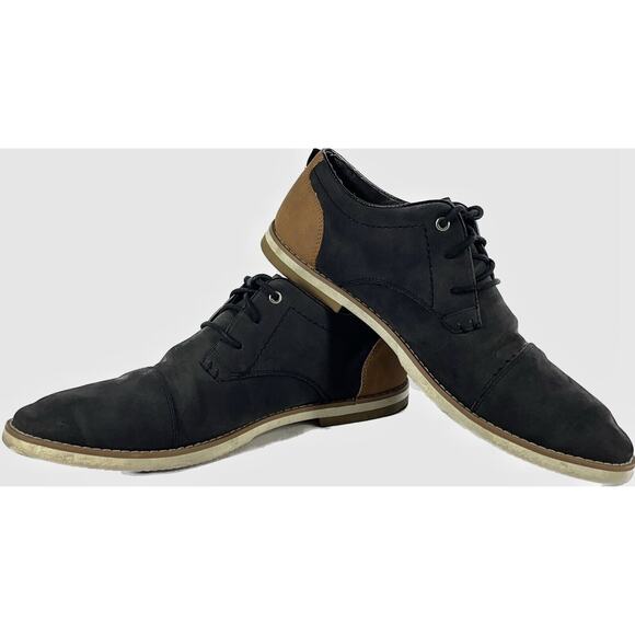 Steve Madden Falout Black Suede Oxford Dress Shoes Almond Toe Men's 11.5 US - Picture 1 of 8
